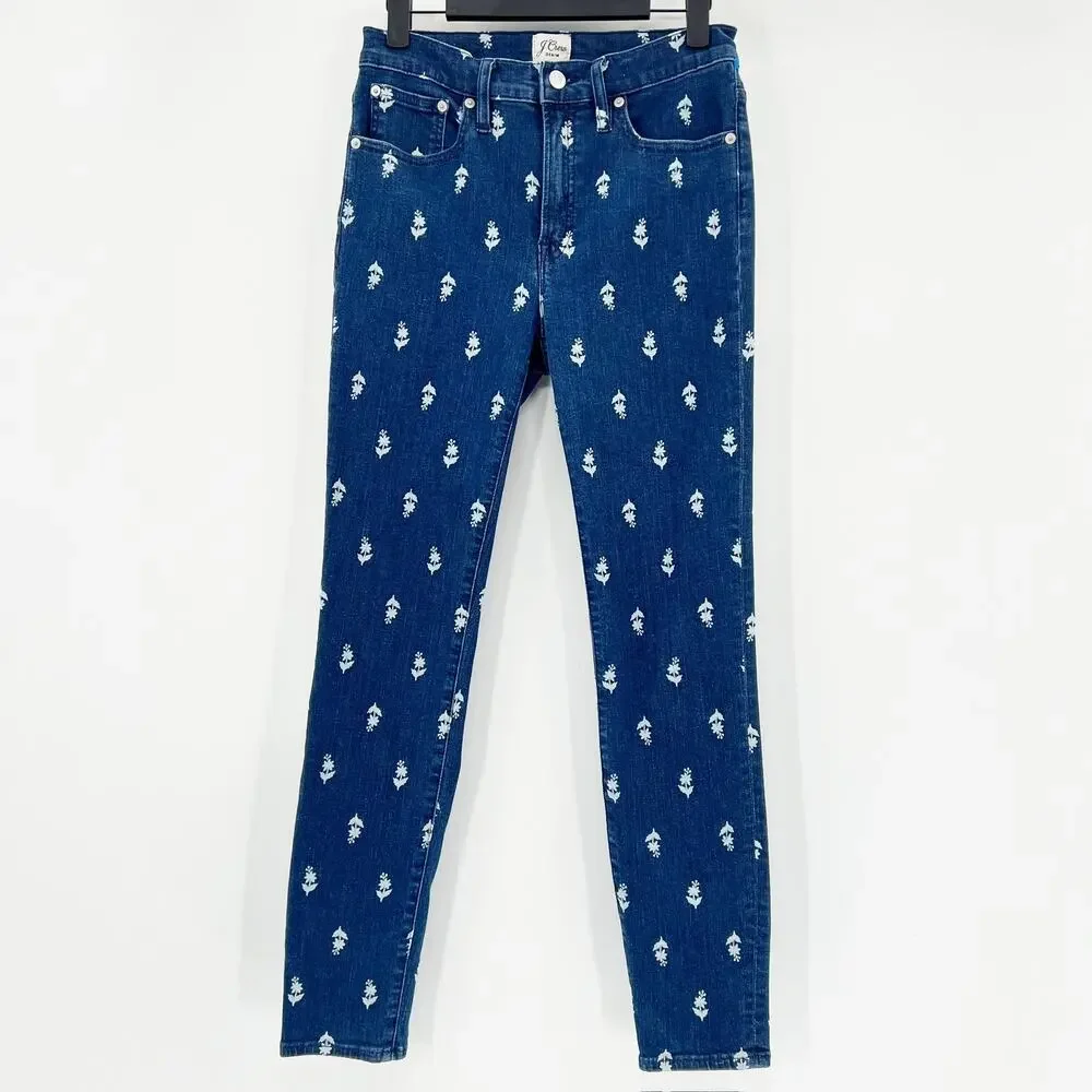 J. Crew 9" High-Rise Toothpick Jean in Block Print‎ 28 - Picture 2 of 8